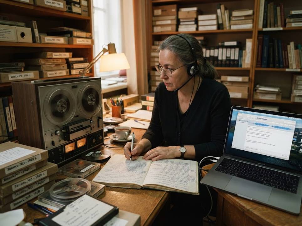 Traduction russe français, de l'archive audio au document